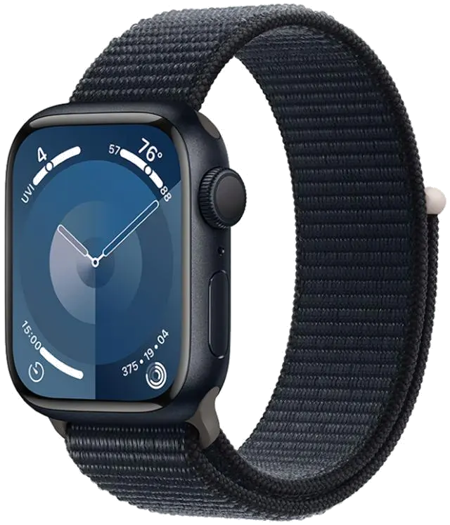 Apple MR9C3QP/A Apple Watch S9 GPS 45mm Midnight Alu Case w Midnight Sport Loop, 195949031373