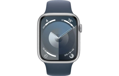 Apple MR9D3QP/A Apple Watch S9 GPS 45mm Silver Alu Case w Storm Blue Sport Band S/M, 195949031489