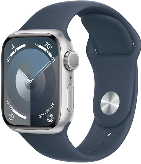 Apple MR9E3QP/A Apple Watch S9 GPS 45mm Silver Alu Case w Storm Blue Sport Band M/L, 195949031595