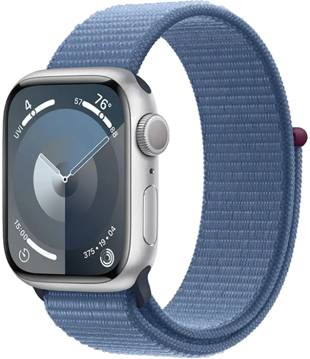 Apple MR9F3QP/A Apple Watch S9 GPS 45mm Silver Alu Case w Winter Blue Sport Loop, 195949031700