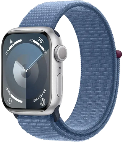 Apple MR9F3QP/A Apple Watch S9 GPS 45mm Silver Alu Case w Winter Blue Sport Loop, 195949031700