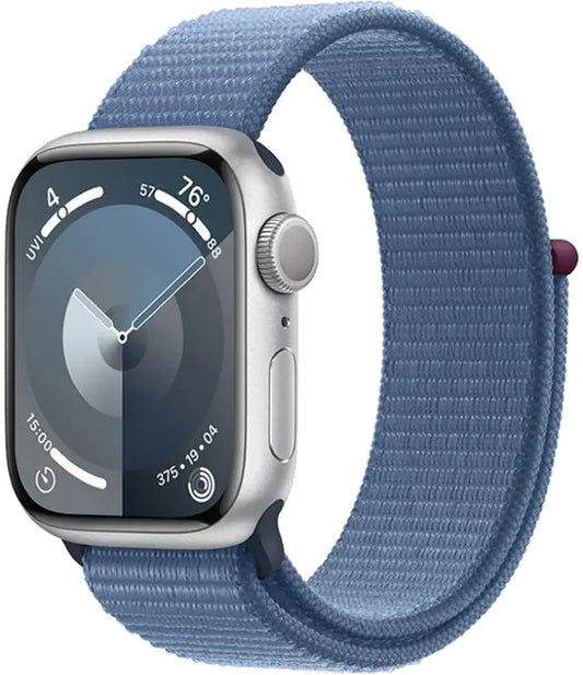 Apple MR9F3QP/A Apple Watch S9 GPS 45mm Silver Alu Case w Winter Blue Sport Loop, 195949031700