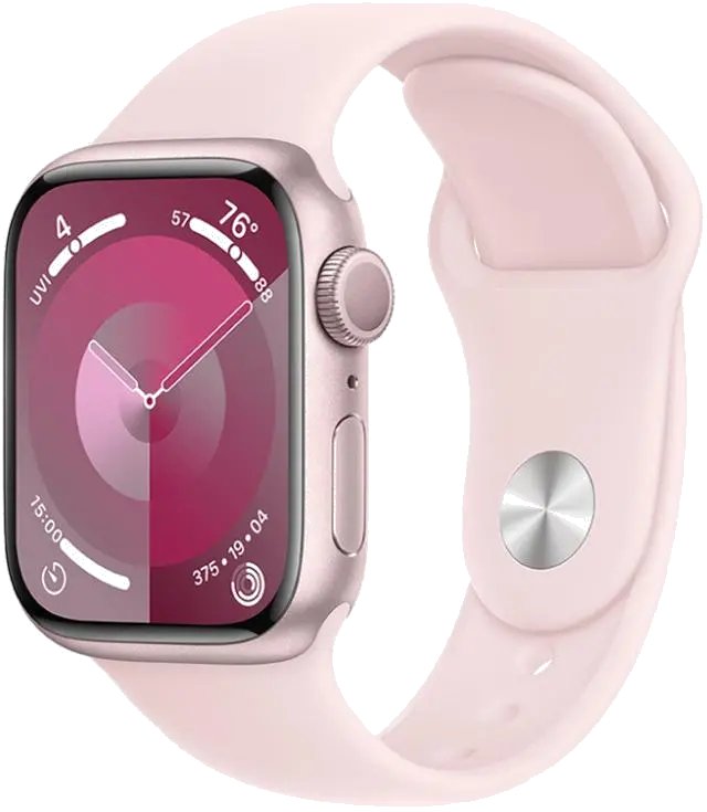 Apple MR9G3QP/A Apple Watch S9 GPS 45mm Pink Alu Case w Light Pink Sport Band S/M, 195949031816