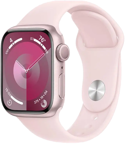 Apple MR9G3QP/A Apple Watch S9 GPS 45mm Pink Alu Case w Light Pink Sport Band S/M, 195949031816