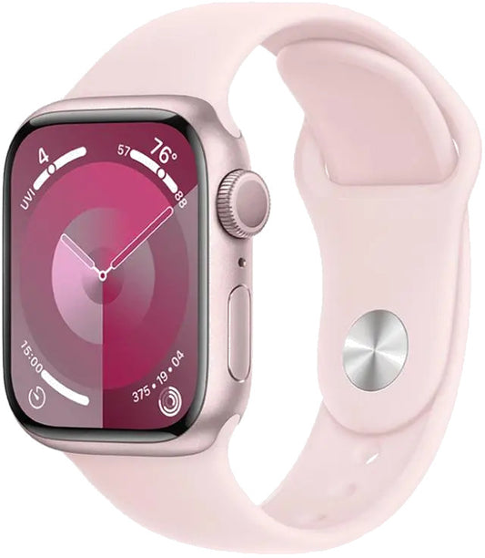 Apple MR9G3QP/A Apple Watch S9 GPS 45mm Pink Alu Case w Light Pink Sport Band S/M, 195949031816