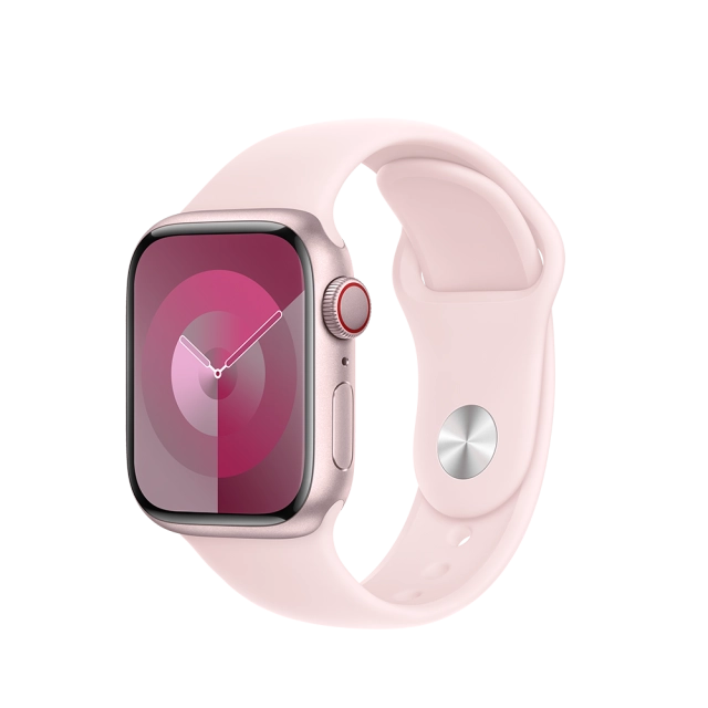 Apple MRJ03QP/A Apple Watch S9 Cellular 41mm Pink Alu Case w Light Pink Sport Band M/L, 195949022630