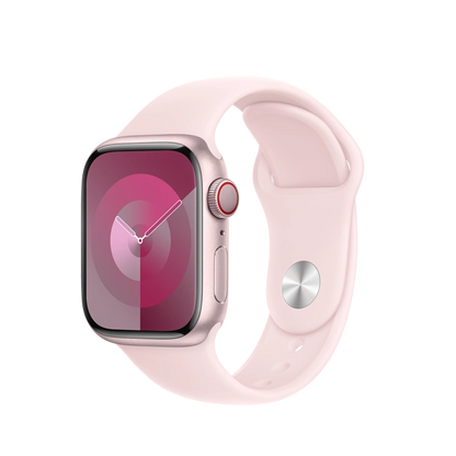 Apple MRJ03QP/A Apple Watch S9 Cellular 41mm Pink Alu Case w Light Pink Sport Band M/L, 195949022630