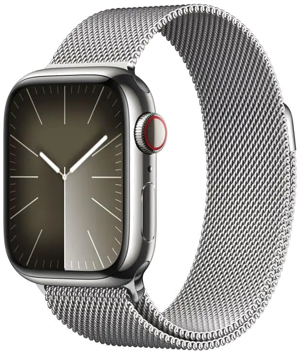 Apple MRJ43QP/A Apple Watch S9 Cellular 41mm Silver Stainless Steel Case w Silver Milanese Loop, 195949023071