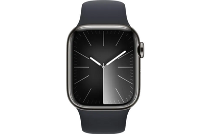 Apple MRJ83QP/A Apple Watch S9 Cellular 41mm Graphite Stainless Steel Case w Midnight Sport Band, 195949023514