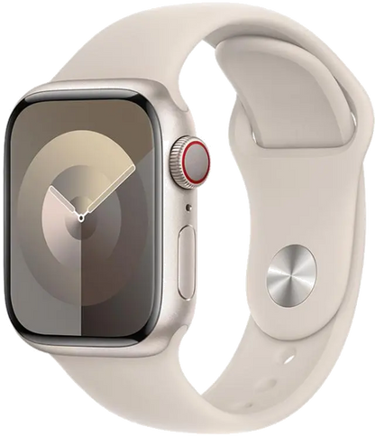 Apple MRM83QP/A Apple Watch S9 Cellular 45mm Starlight Alu Case w Starlight Sport Band S/M, 195949023965