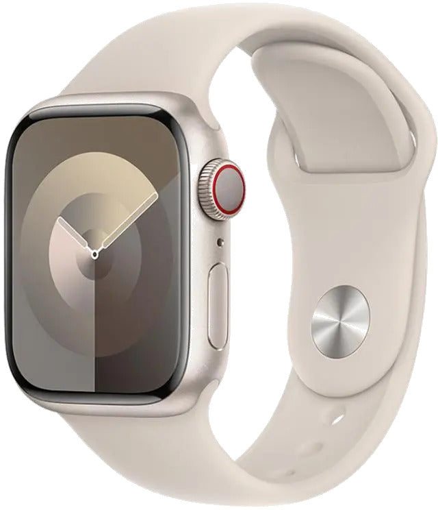 Apple MRM83QP/A Apple Watch S9 Cellular 45mm Starlight Alu Case w Starlight Sport Band S/M, 195949023965