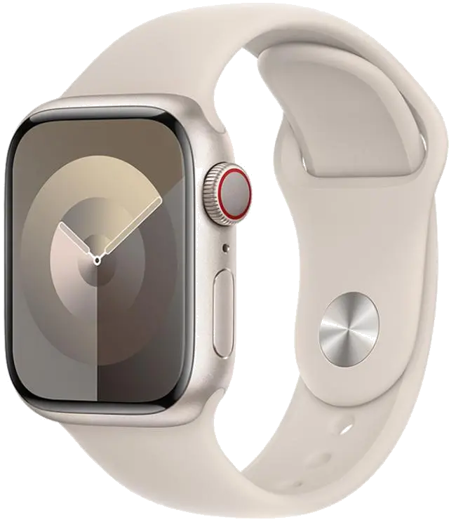 Apple MRM93QP/A Apple Watch S9 Cellular 45mm Starlight Alu Case w Starlight Sport Band M/L, 195949024078