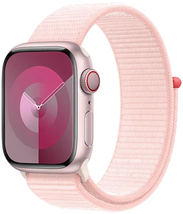 Apple MRMM3QP/A Apple Watch S9 Cellular 45mm Pink Alu Case w Light Pink Sport Loop, 195949025174