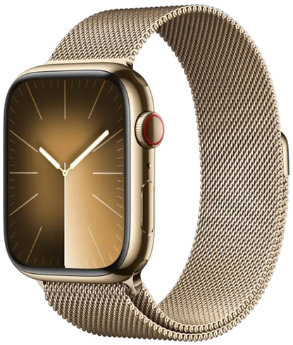 Apple MRMU3QP/A Apple Watch S9 Cellular 45mm Gold Stainless Steel Case w Gold Milanese Loop, 195949025839