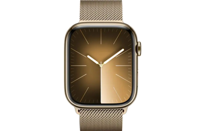 Apple MRMU3QP/A Apple Watch S9 Cellular 45mm Gold Stainless Steel Case w Gold Milanese Loop, 195949025839