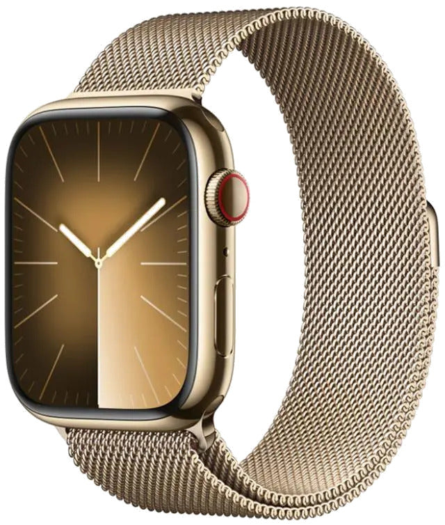 Apple MRMU3QP/A Apple Watch S9 Cellular 45mm Gold Stainless Steel Case w Gold Milanese Loop, 195949025839