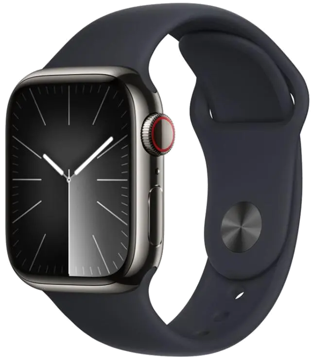 Apple MRMV3QP/A Apple Watch S9 Cellular 45mm Graphite Stainless Steel Case w Midnight Sport Band, 195949025945