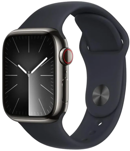 Apple MRMV3QP/A Apple Watch S9 Cellular 45mm Graphite Stainless Steel Case w Midnight Sport Band, 195949025945