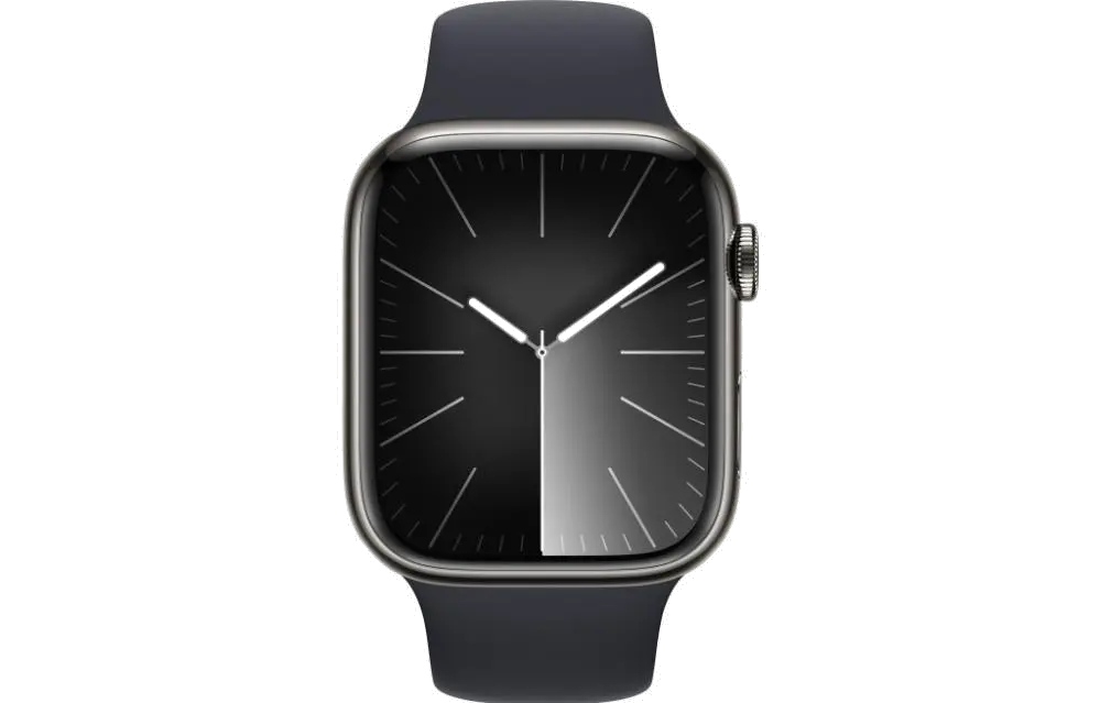 Apple MRMV3QP/A Apple Watch S9 Cellular 45mm Graphite Stainless Steel Case w Midnight Sport Band, 195949025945