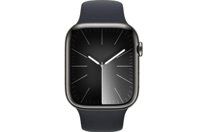 Apple MRMV3QP/A Apple Watch S9 Cellular 45mm Graphite Stainless Steel Case w Midnight Sport Band, 195949025945