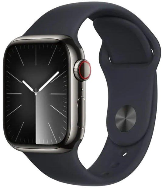 Apple MRMW3QP/A Apple Watch S9 Cellular 45mm Graphite Stainless Steel Case w Midnight Sport Band, 195949026058