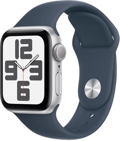 Apple MRE13QP/A Apple Watch SE2 v2 GPS 40mm Silver Alu Case w Storm Blue Sport Band S/M, 195949003905