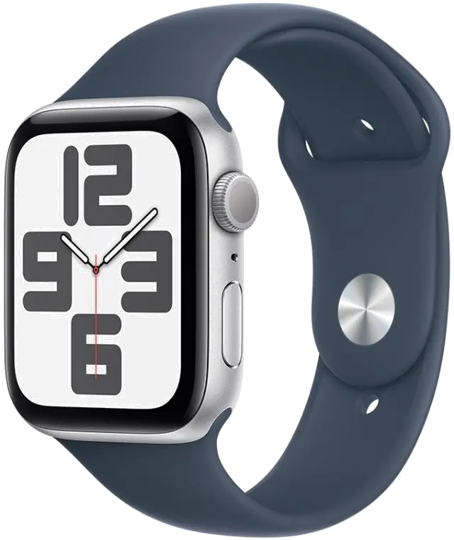 Apple MREE3QP/A Apple Watch SE2 v2 GPS 44mm Silver Alu Case w Storm Blue Sport Band M/L, 195949005008