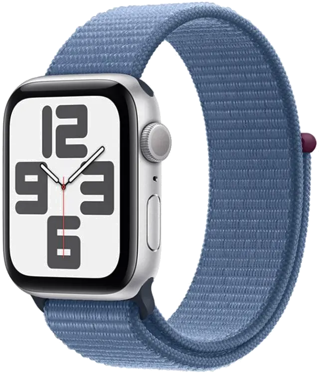 Apple MREF3QP/A Apple Watch SE2 v2 GPS 44mm Silver Alu Case w Winter Blue Sport Loop, 195949005114