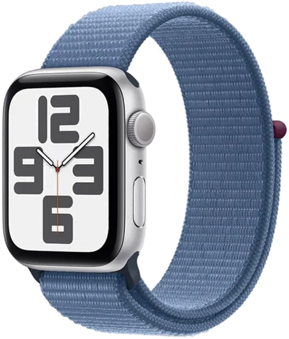 Apple MREF3QP/A Apple Watch SE2 v2 GPS 44mm Silver Alu Case w Winter Blue Sport Loop, 195949005114