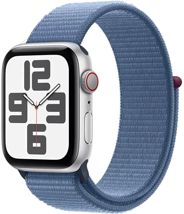 Apple MRGQ3QP/A Apple Watch SE2 v2 Cellular 40mm Silver Alu Case w Winter Blue Sport Loop, 195949006913