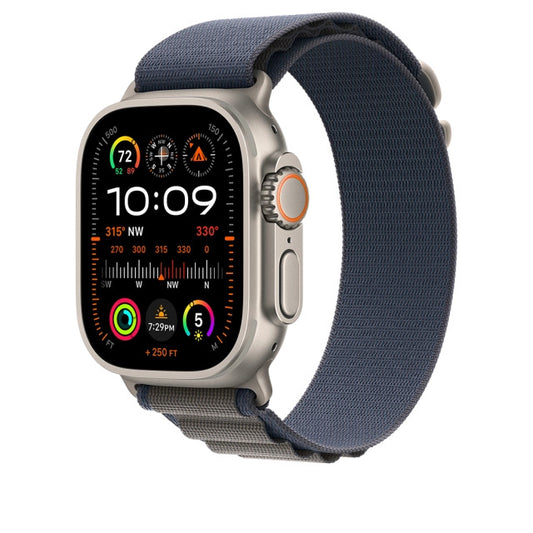 Apple MREK3WB/A Apple Watch Ultra2 Cellular, 49mm Titanium Case w Blue Alpine Loop Small, 194253827337