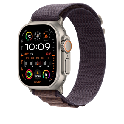 Apple MRET3WB/A Apple Watch Ultra2 Cellular, 49mm Titanium Case w Indigo Alpine Loop Medium, 194253828778