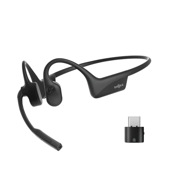 SHOKZ C110-AC-BK-EN OpenComm2 Casca bluetooth conductie osoasa, adaptor USB-C, 810092675204