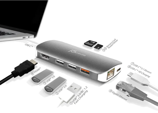 j5create JCD383-N USB-C MULTI ADAPTER (9 FUNCTION/IN 1), 4712795081909