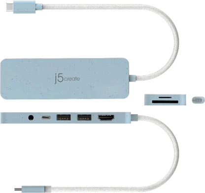 j5create JCD373EC-N ECO-FRIENDLY USB-C MULTI-PORT/HUB WITH POWER DELIVERY, 4712795087550