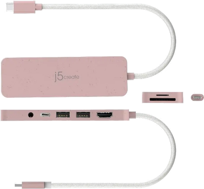 j5create JCD373ER-N ECO-FRIENDLY USB-C MULTI-PORT/HUB WITH POWER DELIVERY, 4712795087543