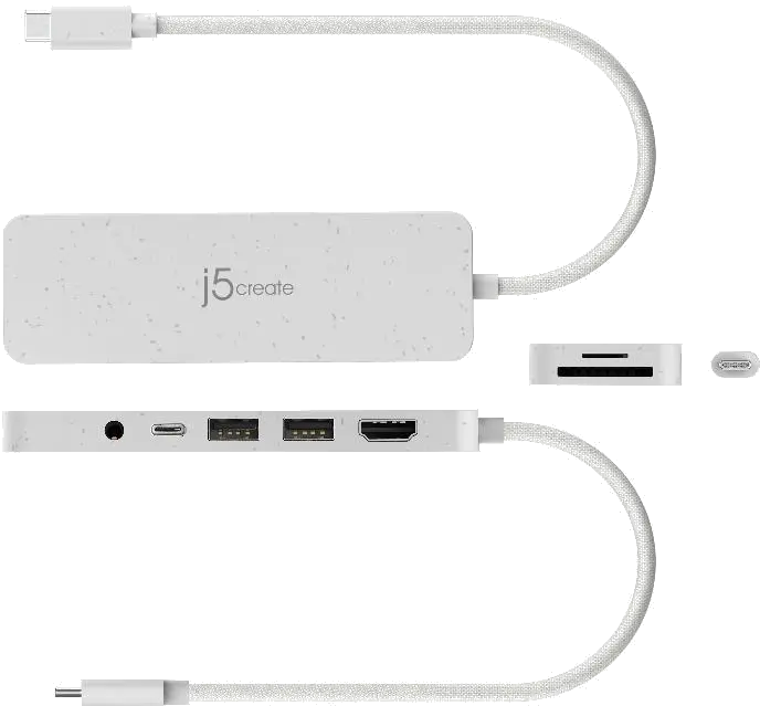 j5create JCD373EW-N ECO-FRIENDLY USB-C MULTI-PORT/HUB WITH POWER DELIVERY, 4712795087536