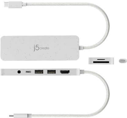 j5create JCD373EW-N ECO-FRIENDLY USB-C MULTI-PORT/HUB WITH POWER DELIVERY, 4712795087536