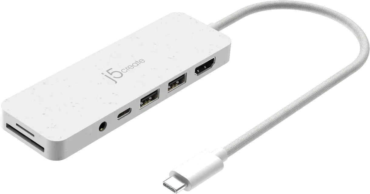 j5create JCD373EW-N ECO-FRIENDLY USB-C MULTI-PORT/HUB WITH POWER DELIVERY, 4712795087536