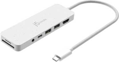 j5create JCD373EW-N ECO-FRIENDLY USB-C MULTI-PORT/HUB WITH POWER DELIVERY, 4712795087536