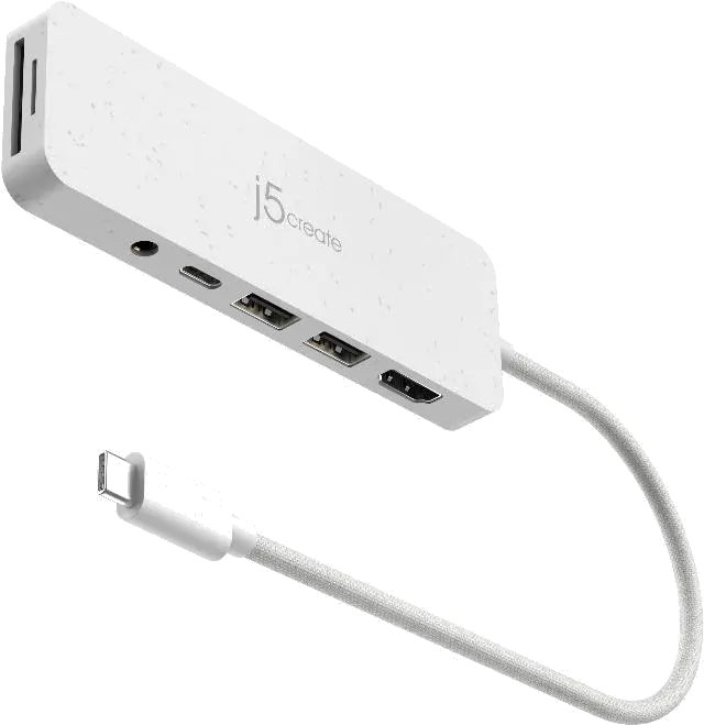 j5create JCD373EW-N ECO-FRIENDLY USB-C MULTI-PORT/HUB WITH POWER DELIVERY, 4712795087536