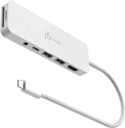 j5create JCD373EW-N ECO-FRIENDLY USB-C MULTI-PORT/HUB WITH POWER DELIVERY, 4712795087536