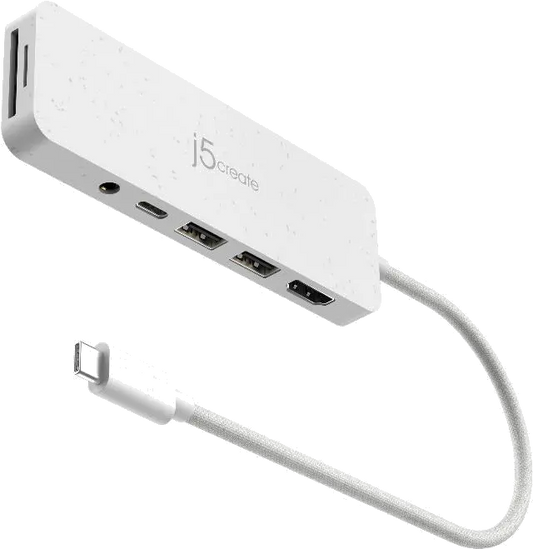 j5create JCD373EW-N ECO-FRIENDLY USB-C MULTI-PORT/HUB WITH POWER DELIVERY, 4712795087536