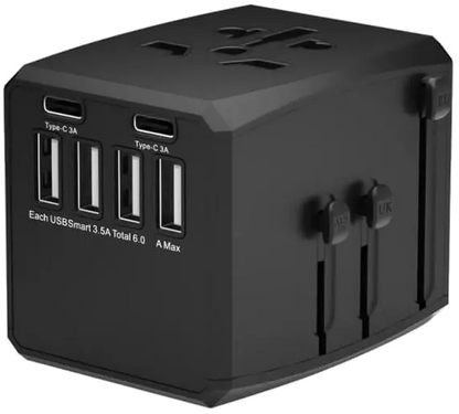 MicroConnect MC-TRAVELADAPTER1 World Travel Adapter, 4 USB A, and 2 USB C ports, 5715063070598