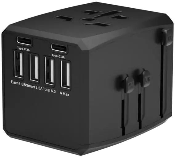 MicroConnect MC-TRAVELADAPTER1 World Travel Adapter, 4 USB A, and 2 USB C ports, 5715063070598