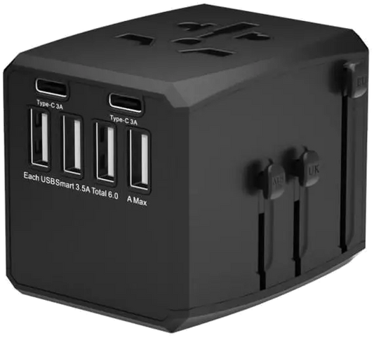 MicroConnect MC-TRAVELADAPTER1 World Travel Adapter, 4 USB A, and 2 USB C ports, 5715063070598