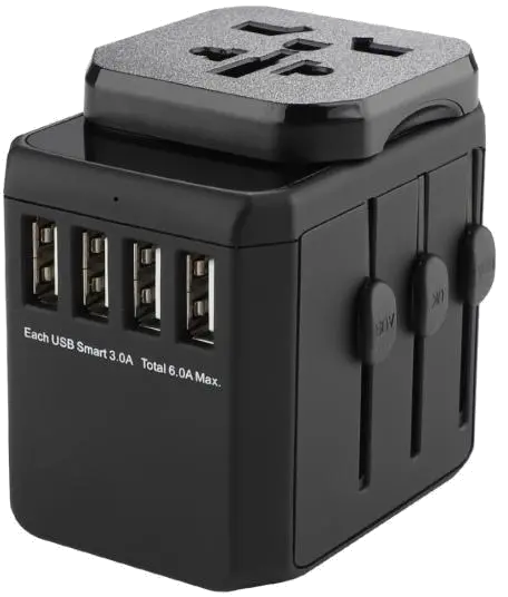 MicroConnect MC-TRAVELADAPTER2 World Travel Adapter, 4 USB A, ports, with Universal to EU, 5715063070581