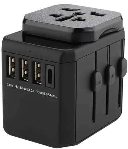 MicroConnect MC-TRAVELADAPTER3 World Travel Adapter, 3 USB A, ports and 1 USB-C port, with, 5715063070567