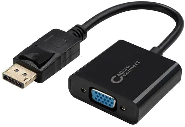 MicroConnect DPVGA15CM Displayport-VGA M-F, 15cm, Black, V1.2, Active, 5711045445736