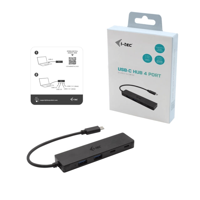 i-Tec C31HUBMETAL2A2C USB-C Metal HUB, Porturi: 2 x USB-C (doar pentru transfer date), 2 x USB-A, 8595611703904